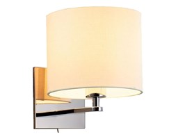 PP Design K 495 WHITE KINKIET LAMPA ŚCIENNA METAL CHROM ABAŻUR MATERIAŁ BIAŁY WŁĄCZNIK E27 LED