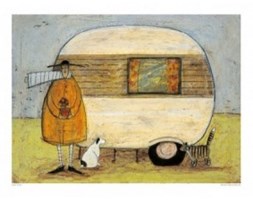 Sam Toft: Home from Home, Powrót do domu, Pan Musztarda, Doris, kot, reprodukcja, obraz, obrazek, plakat z psem, plakaty, grafiki, grafika, wakacje