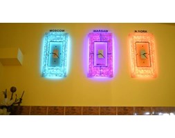 ZEGARY KINKIETY z KRYSZTAŁÓW SOLI Aranżacja 3 szt. 60x30 cm LED RGB z PILOTEM AZ01