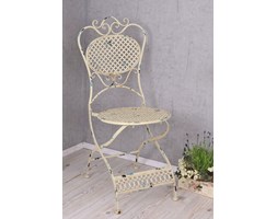 Metalowe Krzesło z Owalnym Oparciem w Stylu Shabby Chic
