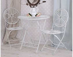 Romantyczny Komplet Mebli Ogrodowych Stół i Dwa Krzesła Shabby Chic