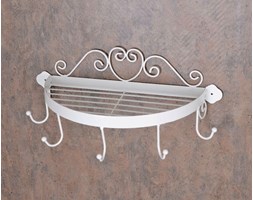 Półokrągła Metalowa Półka z Wieszakami w Stylu Shabby Chic