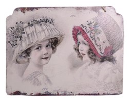 Dwie Dziewczynki Metalowy Szyld w Stylu Biedermeier