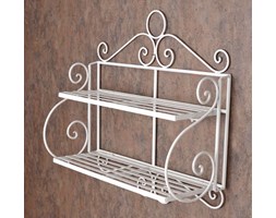 Metalowy Regał z Dwiema Półkami w Stylu Shabby Chic