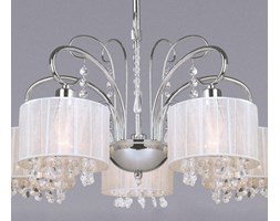 Dekoracyjna LAMPA wisząca SPAN MDM1583/5 Italux abażurowa OPRAWA kryształki nowoczesny ŻYRANDOL glamour ogranza chrom biała