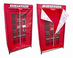 Szafa materiałowa na ubrania z grafiką budki telefonicznej