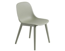 Muuto szaro-zielone krzesło Fiber Side, dębowa rama