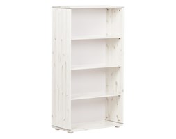 Moduł półkowy z 3 półkami. Korpus bielony, paski szare,wym72x34,5x133