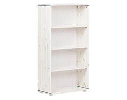 Moduł półkowy z 3 półkami. Korpus bielony, paski niebieskie,wym72x34,5x133