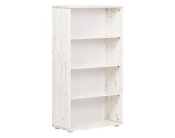 Moduł półkowy z 3 półkami. Korpus bielony, paski różowy,wym72x34,5x133