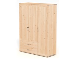 Szafa 3D,korpus naturalny, fronty naturalne, paski niebieskie,150x56,5x200