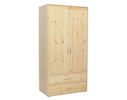 Szafa 2D,2 szufl, korpus naturalny, fronty naturalne, paski białe, 101x56,5x200
