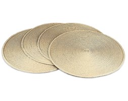 Jahu Podkładki na stół Deco okrągłe, beżowe, śr. 35 cm, zestaw 4 szt.