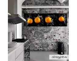 Set of fresh oranges in water splash