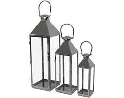 KOMPLET 3 SZT LAMPIONÓW METALOWYCH SREBRNYCH " MODERN CLASSIC "