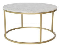 STOLIK KAWOWY RAMA METALOWA BLAT MARMUR ROUND"PORTO GOLD"85X48CM