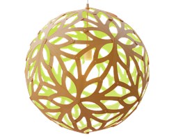 David Trubridge Floral limonkowa, drewniana lampa sufitowa z bambusa