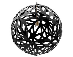 David Trubridge Floral czarna, drewniana lampa sufitowa z bambusa