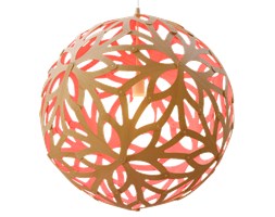 David Trubridge Floral różowa, drewniana lampa sufitowa z bambusa