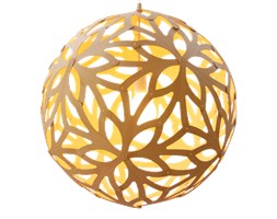 David Trubridge Floral żółta, drewniana lampa sufitowa z bambusa