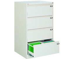 99551795 Szafka kartotekowa z blokadą wysuwu 1,0mm, 4 szuflady (wymiary: 1285x775x630 mm)