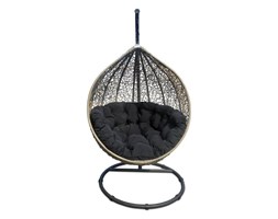 Huśtawka ogrodowa COCOON fotel ogrodowy wiszący BEŻOWO/CZARNY MILOO