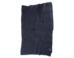 Pled bawełniany Moss Knit 120x180 cm. granatowy