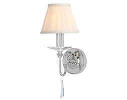 KINKIET METALOWY SREBRNY Z ABAŻUREM CREAM " PLAZA " 1 X 40 W