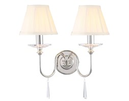 KINKIET METALOWY PODWÓJNY Z ABAŻURAMI CREAM"PLAZA"2X60W