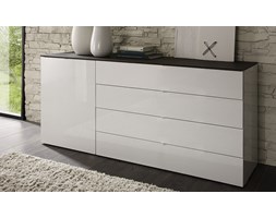 KOMODA WŁOSKA 4-SZUFLADOWA TAMBURA BIAŁY LAKIER Z BLATEM WENGE