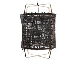 Ay illuminate Z11 Ø48,5cm - bambusowa lampa wisząca z czarnym, ażurowym okryciem