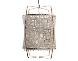 Ay illuminate Z11 Ø48,5cm - bambusowa lampa wisząca z szarym, ażurowym okryciem