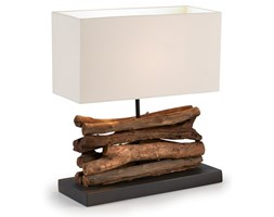 JUSTO Table lamp tropical wood shade white