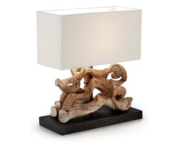 HOMBRE Table lamp tropical wood shade white