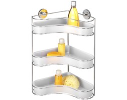 Narożna półka łazienkowa MILAZZO, Vacuum-Loc, 3 poziomy - stal chromowana, WENKO