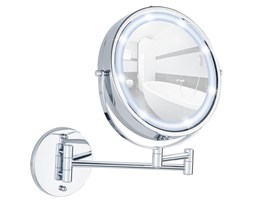Naścienne lusterko kosmetyczne Power-Loc LUMI z podświetnielniem LED, powiększenie x5, WENKO