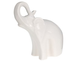 Słonik na szczęście - ozdoba, dekoracja - biały, ceramiczny