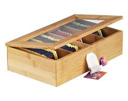 Bambusowa szkatułka na herbatę w torebkach - 4 przegródki, ZELLER