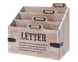 Organizer na biurko LETTER - drewniany, 3 przegrody