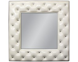 Amani Lustro Białe Dekoracyjne W Stylowej Ramie Styl Glamour 98x98cm