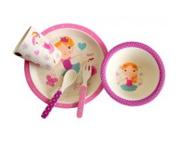 Zestaw naczyń EKO dla dziewczynek – Bamboo Dinner Set Ballerina (5 szt)