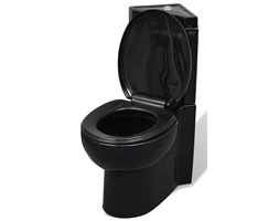 vidaXL Ceramiczna muszla klozetowa narożna czarna