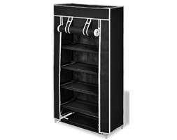 vidaXL Półka na buty z materiału, czarna (58 x 28 106 cm).