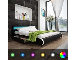 vidaXL Łóżko z oświetleniem LED w zagłówku + materac piankowy memory