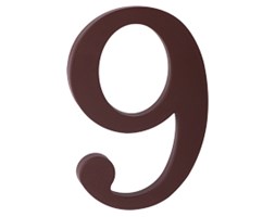 Plastikowa cyfra na dom "9", brązowa