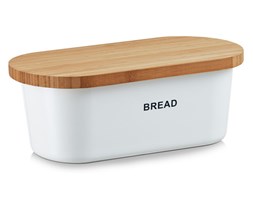Biały chlebak BREAD z deską do krojenia, 2w1