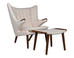 Fotel z podnóżkiem NIEDŹWIEDŹ - inspirowany proj. Papa Bear Chair - beżowy