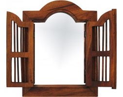 Urocze lustro z okiennicami z drewna teakowego 35x45