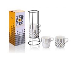 Kubki z porcelany na stojaku, Marble Art Deco