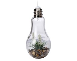 Dekoracja z kwiatami - lampa LED, wisząca żarówka